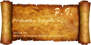 Prohaska István névjegykártya